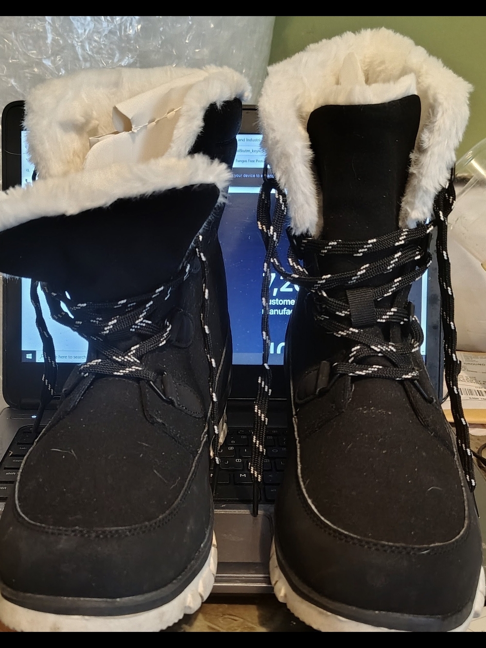 Target Black Faux-Fur Lined Lace-Up Winter Boots
